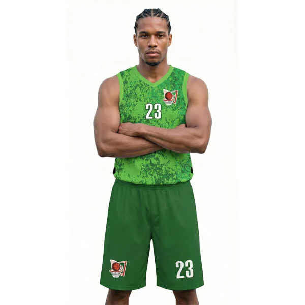 Yeşil - Desenli Basketbol Forması Önden Görünüm