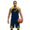 Sarı Koyu Mavi - Askeri Desenli Basketbol Forması Önden Görünüm