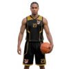 Siyah Gold - Desenli Basketbol Forması Önden Görünüm