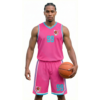 Pembe, Açık Mavi - Çizgili Basketbol Forması Önden Görünüm