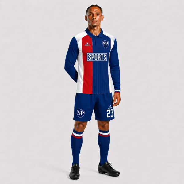Jersey-Blue-And-Red-Sport Forma Çaprazdan Görünüm